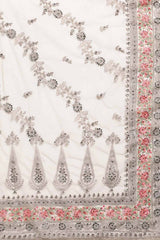 Net Embroidered Saree In Grey