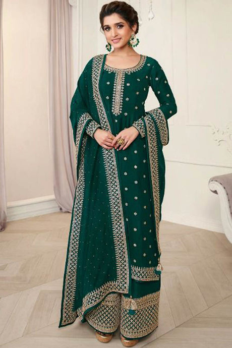 Buy Georgette Resham Embroidered Dress Material in Green