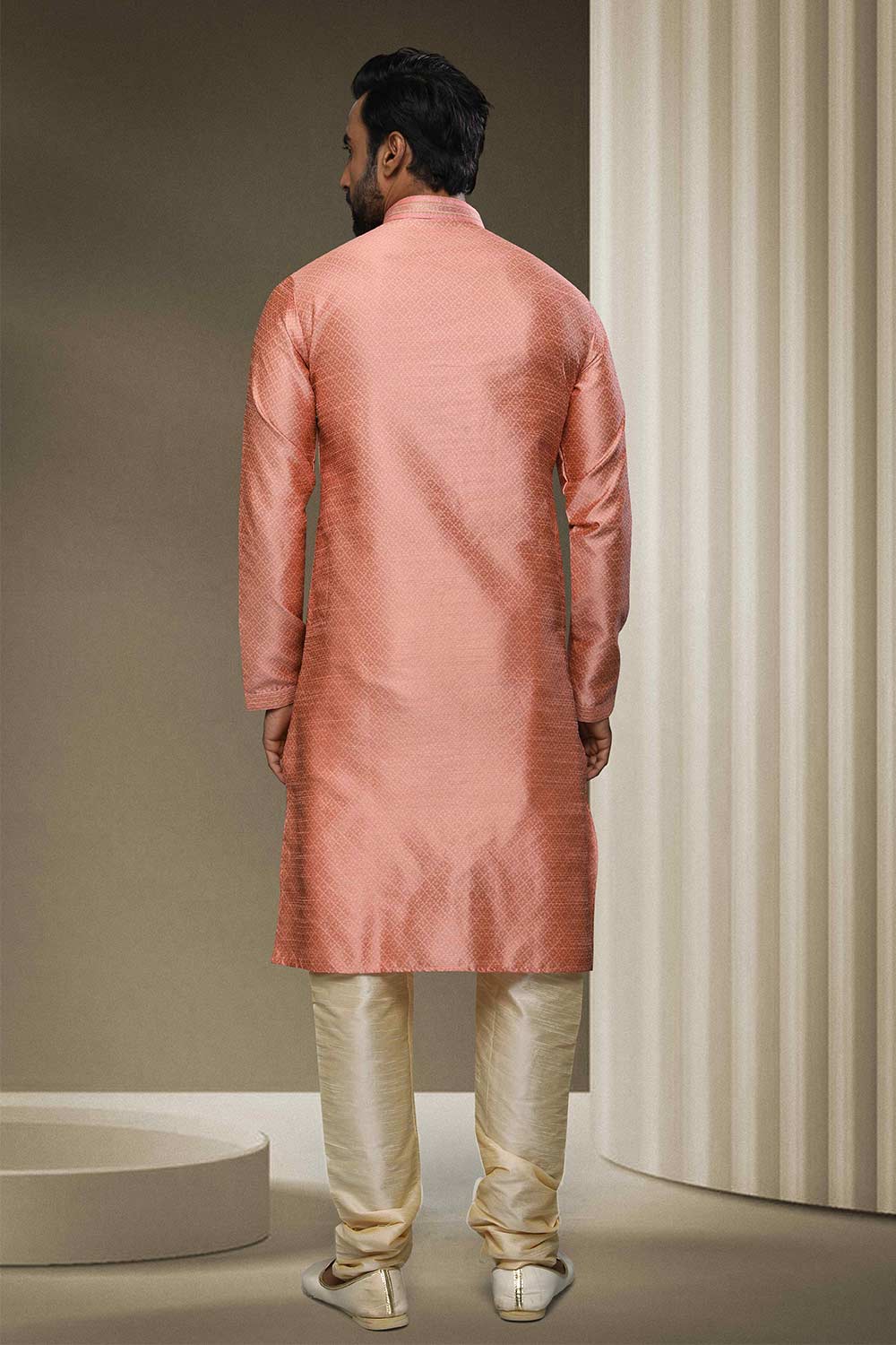 Buy Pink Jacquard Printed Kurta Pajama Online - Karmaplace