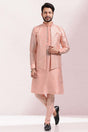 Buy Men's Peach Art Silk Embroidered Kurta Pajama Set  Online