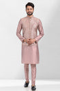 Buy Men's Onion Pink Banarasi Silk Foil Printed Kurta Pajama Set  Online