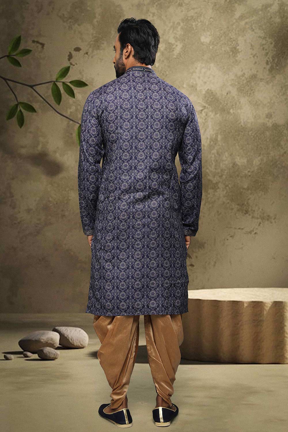 Buy Blue Silk Embroidered Kurta Pajama Online - Karmaplace