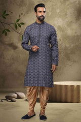 Buy Blue Silk Embroidered Kurta Pajama Online - Karmaplace