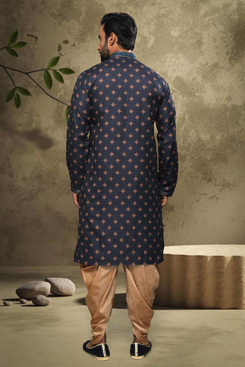 Buy Blue Silk Embroidered Kurta Pajama Online - Karmaplace