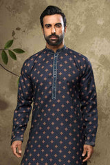 Buy Blue Silk Embroidered Kurta Pajama Online - Karmaplace