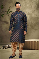 Buy Blue Silk Embroidered Kurta Pajama Online - Karmaplace