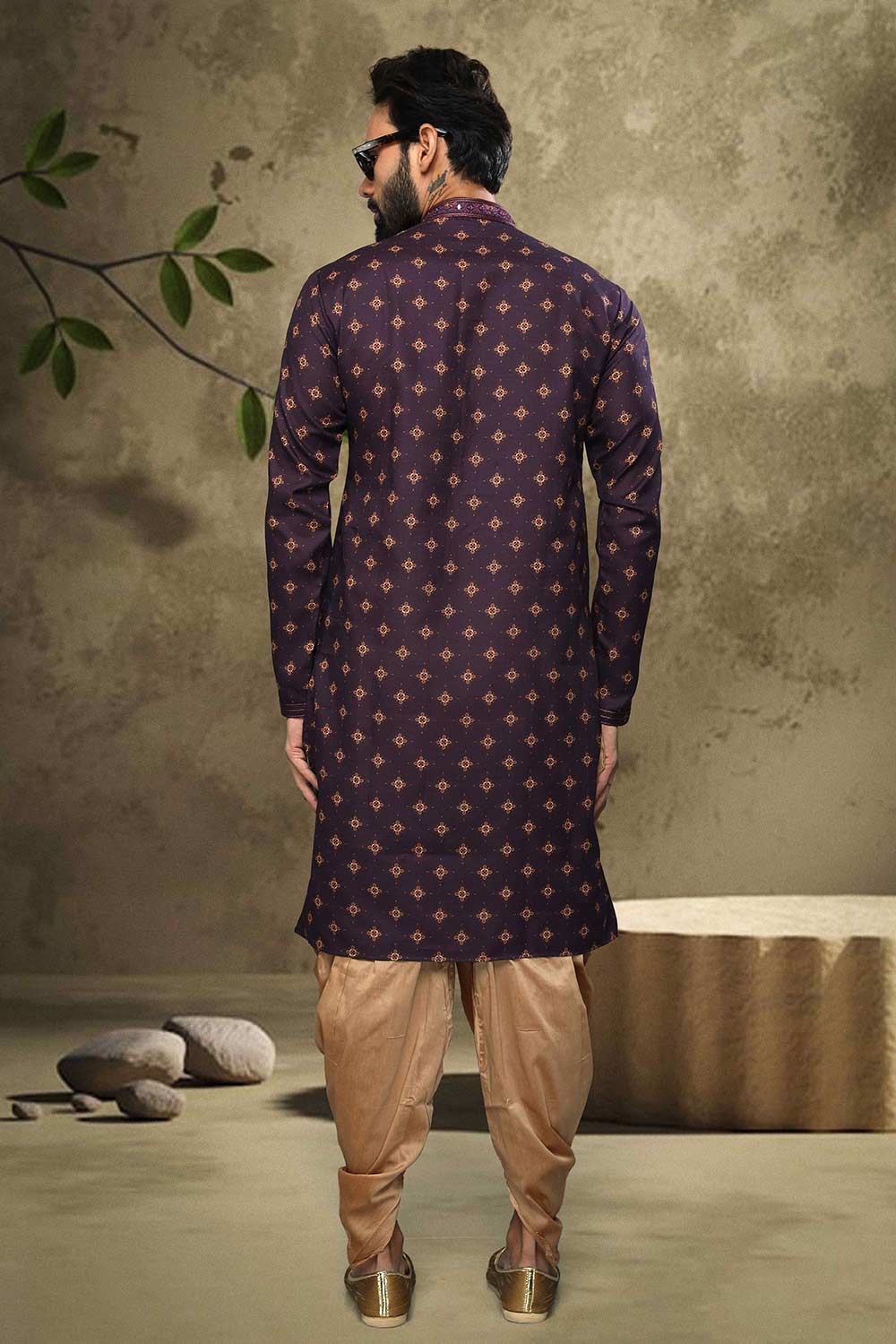 Buy Purple Silk Embroidered Kurta Pajama Online - Karmaplace