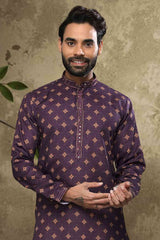 Buy Purple Silk Embroidered Kurta Pajama Online - Karmaplace