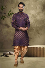 Buy Purple Silk Embroidered Kurta Pajama Online - Karmaplace