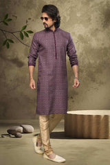 Buy Purple Silk Embroidered Kurta Pajama Online - Karmaplace