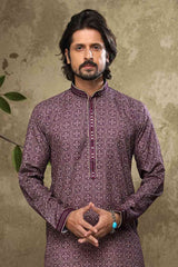 Buy Purple Silk Embroidered Kurta Pajama Online - Karmaplace