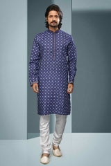 Buy Purple Silk Embroidered Kurta Pajama Online - Karmaplace