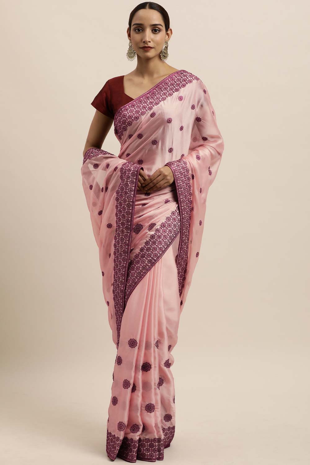 Rangoli Zari Embroidered Saree In Peach