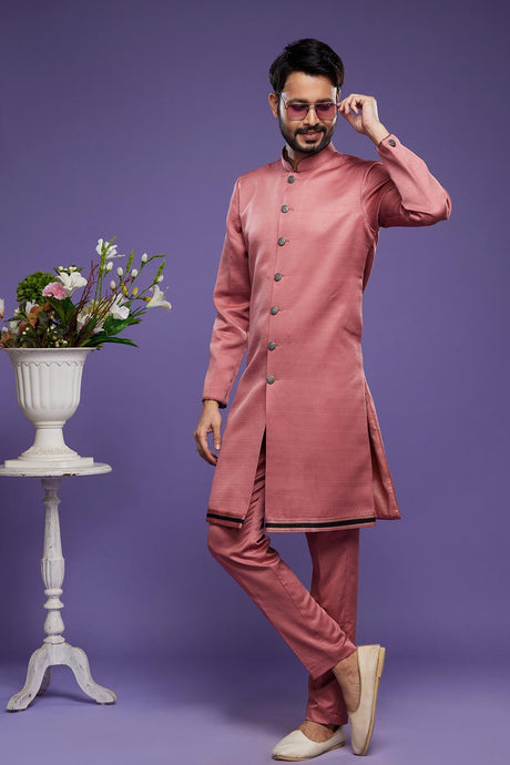 Maroon Banarasi Silk Thread Work Indo Western Dress