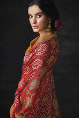 Red Brasso Woven Embroidery Saree