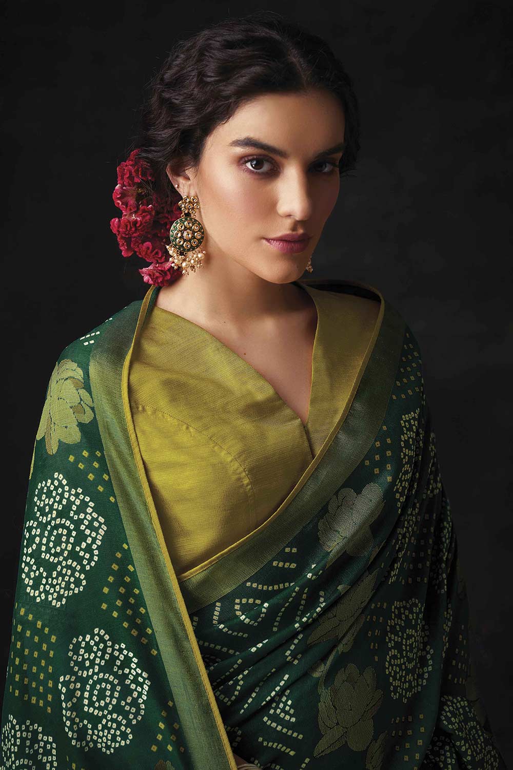 Green Brasso Woven Embroidery Saree