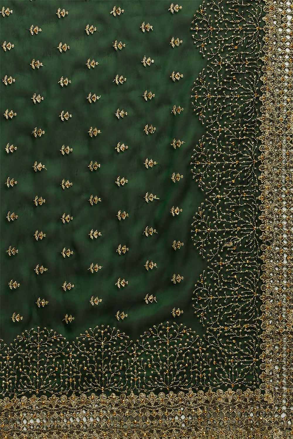 Rangoli Zari Embroidered Saree In Green