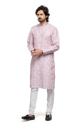 Boy's Lavender Digital Print Cotton Kurta Pajama Set