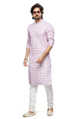 Men's Onion Digital Print Cotton Kurta Pyjama Set