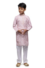 Men's Lavender Digital Print Cotton Kurta Pyjama Set