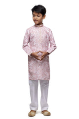 Boy's Lavender Digital Print Cotton Kurta Pajama Set