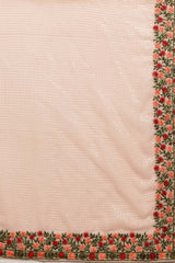 Georgette Sequin Embroidered Saree In Peach