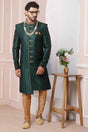 Buy Green Art Banarasi Silk Embroidered Indo-Western Sherwani Set Set Online - Karmaplace