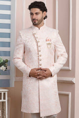 Buy Pink Jacquard Pattern Pc Indo-Western Sherwani Set Set Online - Karmaplace