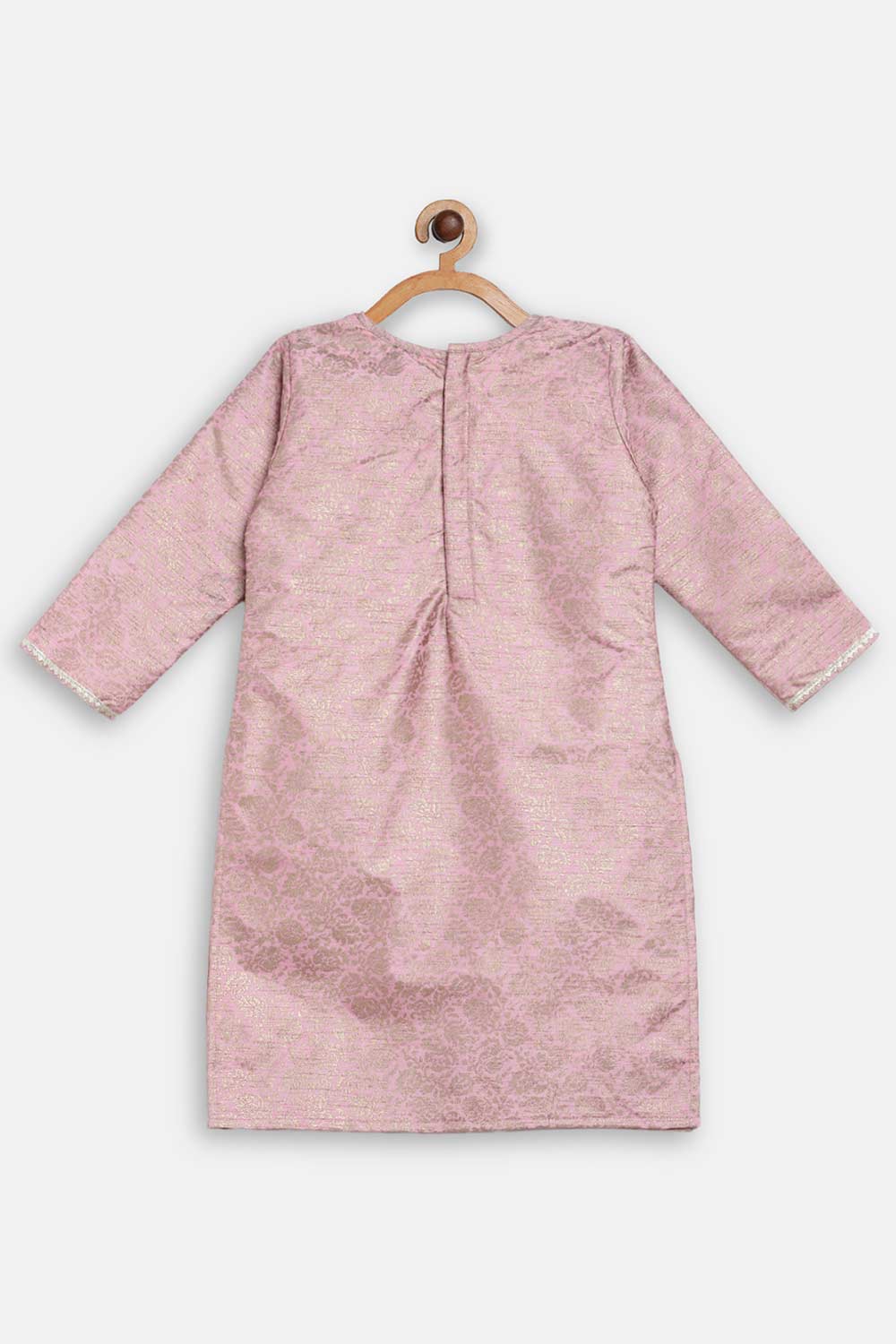 Buy Girl Polyester Printed Kurta Set in Pink Online - Back