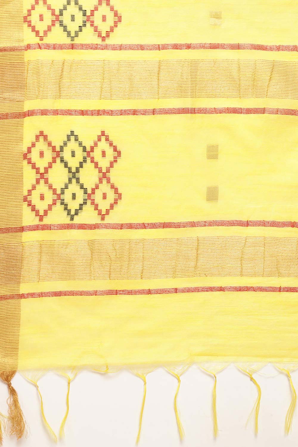 Yellow Silk Blend Bhagalpuri Woven Design Saree