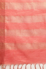 Peach Silk Blend Bhagalpuri Woven Design Saree