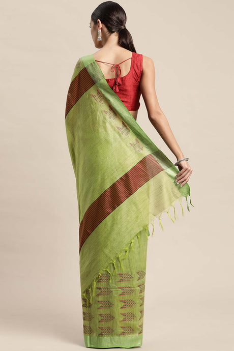 Green Silk Blend Bhagalpuri Woven Design Saree