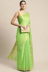 Green Silk Blend Bhagalpuri Woven Design Saree