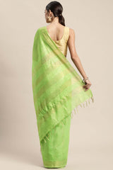 Green Silk Blend Bhagalpuri Woven Design Saree