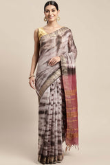 Grey Pure Silk Bhagalpuri Tie And Dye Saree