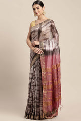 Grey Pure Silk Bhagalpuri Tie And Dye Saree