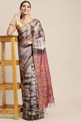 Grey Pure Silk Bhagalpuri Tie And Dye Saree