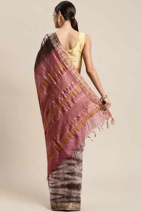 Grey Pure Silk Bhagalpuri Tie And Dye Saree