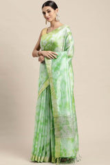 Green Pure Silk Bhagalpuri Tie And Dye Saree