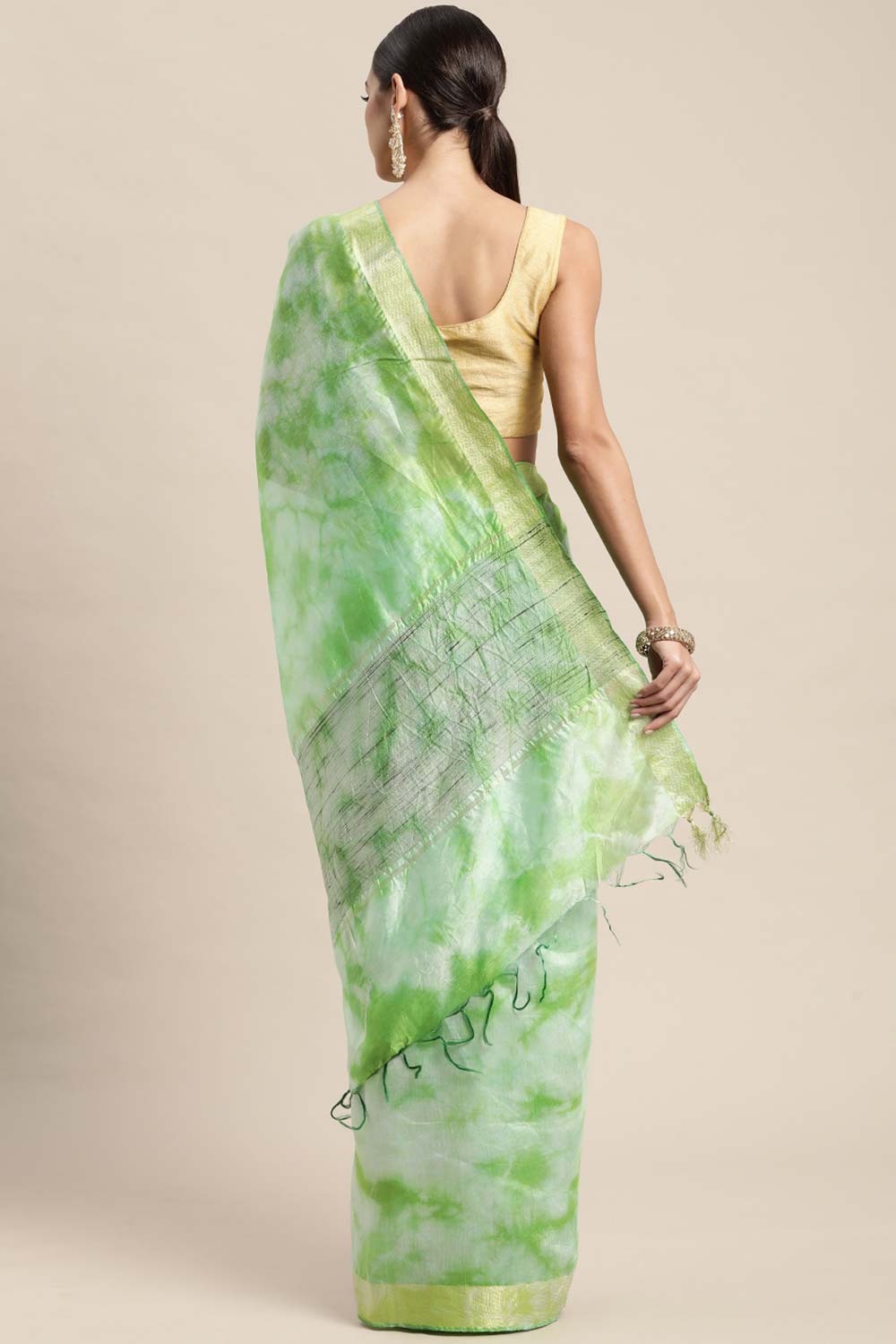 Green Pure Silk Bhagalpuri Tie And Dye Saree