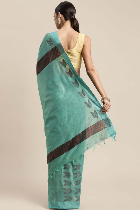 Sea Green Silk Blend Bhagalpuri Woven Design Saree