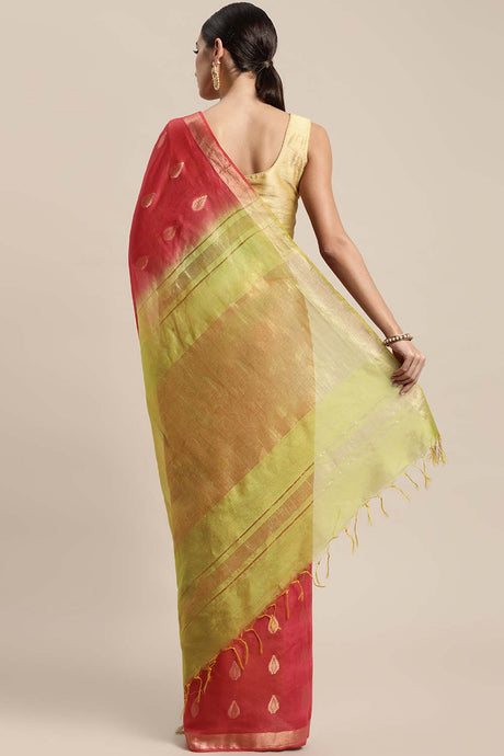 Green Silk Blend Bhagalpuri Woven Design Saree