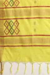 Lime Green Silk Blend Bhagalpuri Woven Design Saree