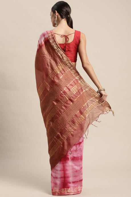 Pink Pure Silk Bhagalpuri Tie and Dye Saree