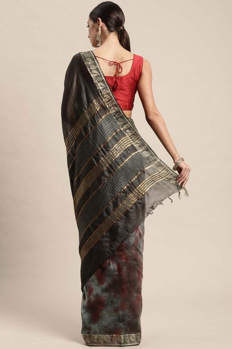 Black Pure Silk Bhagalpuri Tie and Dye Saree