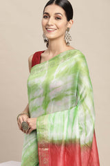 Green Pure Silk Bhagalpuri Tie And Dye Saree