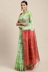 Green Pure Silk Bhagalpuri Tie And Dye Saree