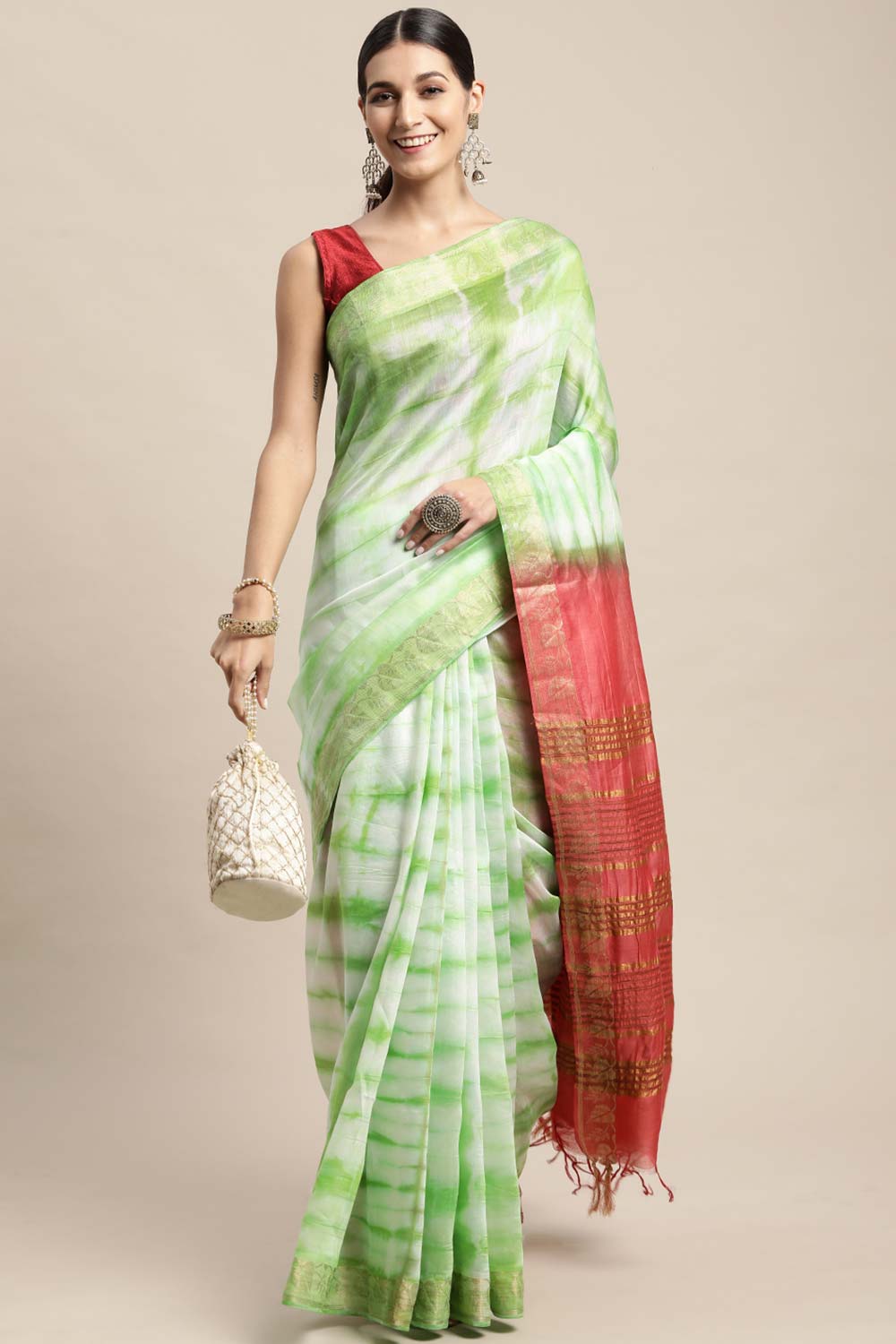 Green Pure Silk Bhagalpuri Tie And Dye Saree