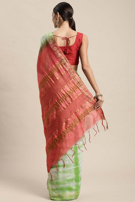 Green Pure Silk Bhagalpuri Tie And Dye Saree