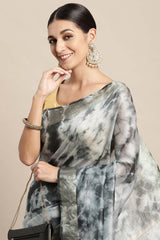 Grey Pure Silk Bhagalpuri Tie And Dye Saree